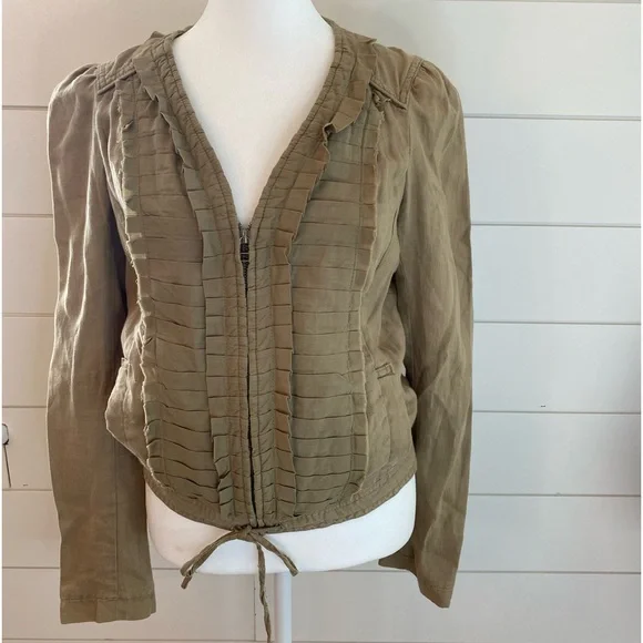 Anthropologie Jackets Coats Anthropologie Hei Hei First Harvest Green Cropped Ruffled Military Jacket Size 4 Poshmark